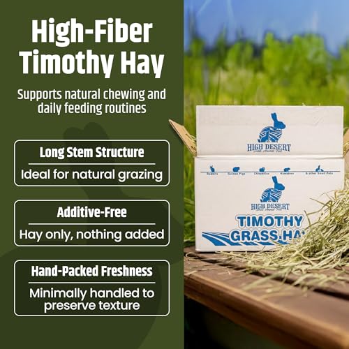 High Desert 2nd Cutting Timothy Hay for Rabbits, Guinea Pigs, 14 oz | Soft Leafy Texture With Balanced Fiber, Supports Healthy Digestion, Great For Chinchillas, Hand Packed in the USA, Low Dust - size: 14 Ounce (Pack of 1)