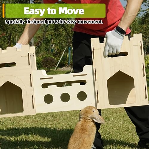 HIIMALEX Extra Large Wooden Bunny Castle House Multistory Climbing Tower Hideout Ventilated Sturdy Habitat for Rabbit Guinea Pig Chinchilla Ferret