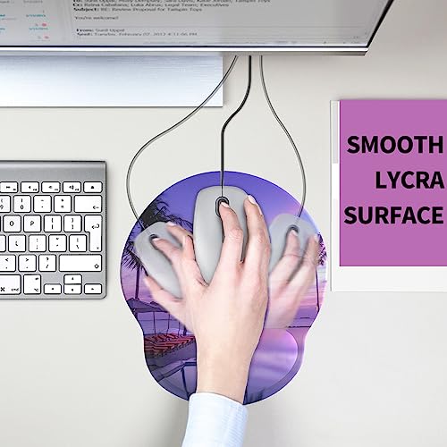 Mouse Pad with Wrist Rest, Comfortable Computer Mousepad with Gel Wrist Support Smooth Surface and Non-Slip PU Base for Pain Relief, Laptop, Office & Home (Mauve Twilight) - color: 04Mauve Twilight