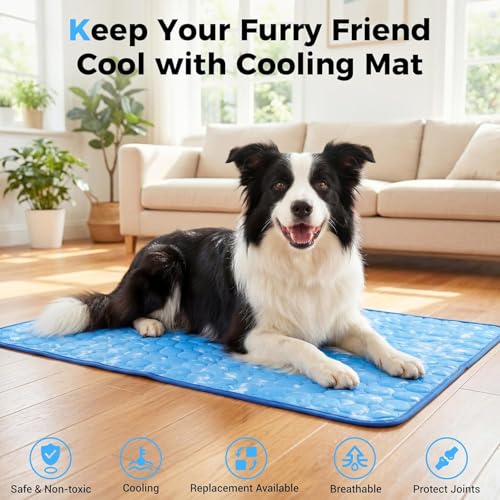 Dog Cooling Mat, Arc-Chill Cooling Fiber Self-Cooling Pad for Dogs - Washable Non-Toxic Summer Pet Mat, Non-Slip Foldable Portable Soft Pad for Indoor Outdoor/Kennel Sofa Bed Floor Car (Medium) - size: Medium