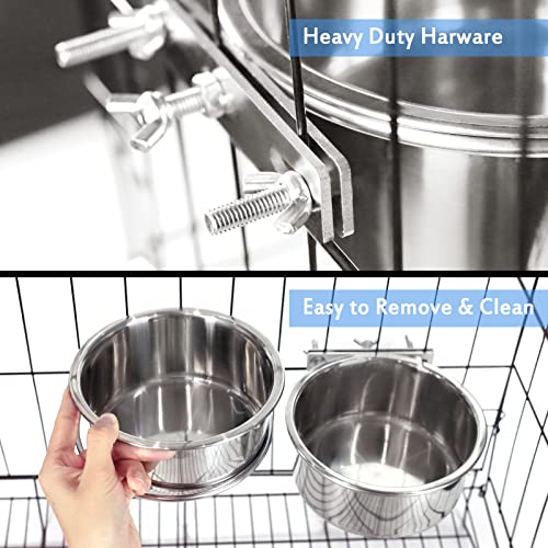 Kennel Water Bowl, 2 Packs No Spill Hanging Cage Crate Bowl for Cat, Small Dog Feeder -2 Cups / 1 Pint - size: 2 Cups 16OZ