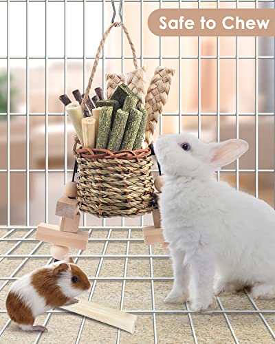 Bissap Rabbit Chew Toys, Natural Seagrass Hanging Basket Chews Water Plant Woven Bunny Chewing Treats for Guinea Pigs Chinchillas Hamsters Rats and Other Small Pets Teeth Grinding Toy - style: Classic