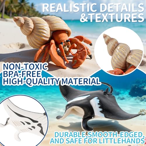 16PCS Realistic Ocean Animal Figurines Sea Animal Toys Figures | Solid Realistic Marine Animals Toy Figures Set Cake Topper, Diorama Decor, Classroom Teaching Prop & Children Birthday Gift
