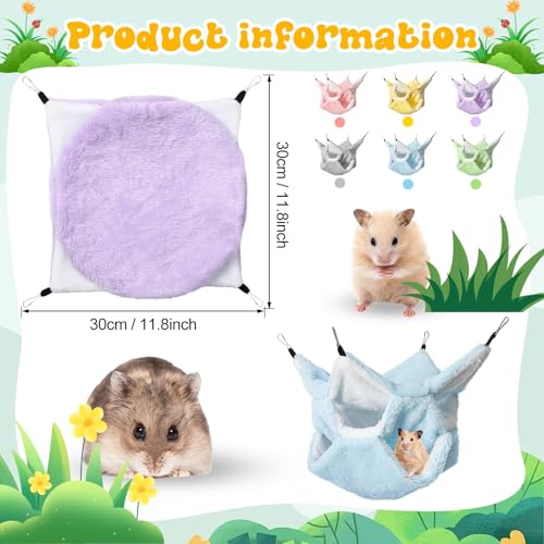 Jerify 6 Pcs Small Animals Hammock 3 Layers Hanging Pet Cage,6 Colors | Cozy Hideaway for Rat Guinea Pig Ferret Chinchilla, Soft Plush Lining Provides Warmth, Easy Install with Metal Hooks - color: 6 Colors