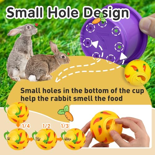 8 Pcs Colorful Stacking Cups and a Ball for Rabbits, Colorful Bunny Cups for Rabbits and Small Animals, Nesting Rabbit Cups of Different Sizes, Bunny Stacking Cups for Hiding Food and Playing - color: Rainbow&Ball