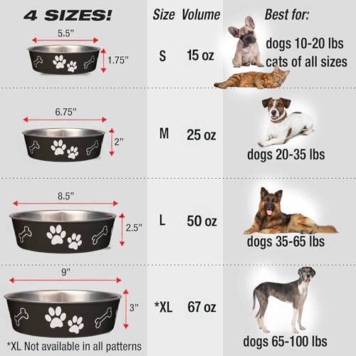 Loving Pets Bella Dog Bowls- Stainless Steel Dog & Cat Bowls - Spill Proof Dog Food Bowl, Cat Bowl, Puppy Essentials & Pet Supplies Great for Home & Travel (Medium 20-35 lbs, Espresso) - color: Espresso, size: Medium (20-35lbs)