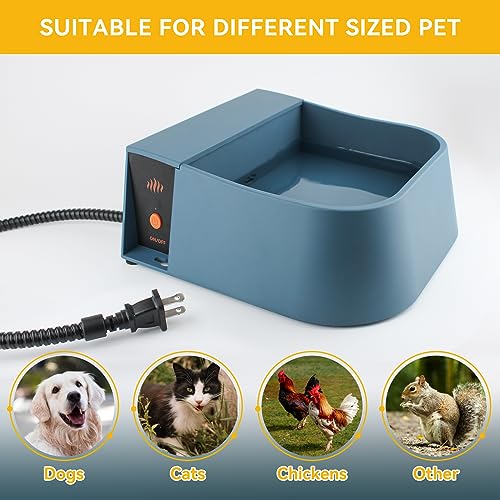 Automatic Heated Water Bowl for Dogs Cats, Outdoor Heated Dog Bowl with Auto Fill, 2L Winter Heating Waterer Provide Drinkable Water for Chickens, Rabbits, Birds, Goats, Feral Animal - size: 2L(Blue)