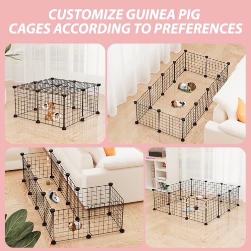 Guinea Pig Cages with Door and Top, 25x25x12inch Small Animal Cage, 12pcs Metal Grid Panels Small Animal Playpen, Expandable Cage for Guinea Pigs, Rabbits, Hamsters and Hedgehogs, Kitten - color: 12pcs