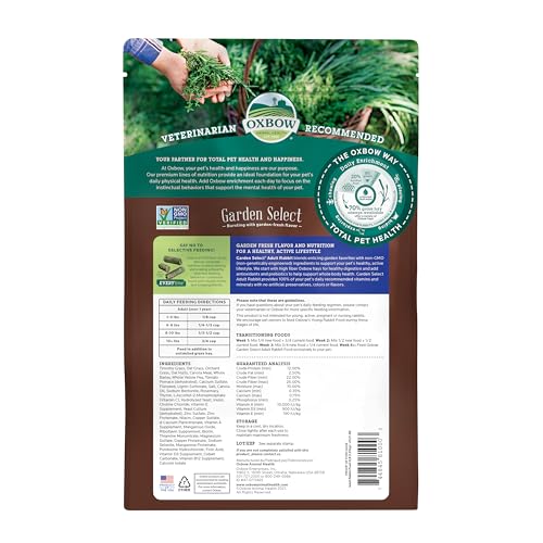 Oxbow Garden Select Adult Rabbit Food, High-Fiber Rabbit Pellets, USA, 4 Pound (Pack of 8) - size: 4 Pound (Pack of 8)