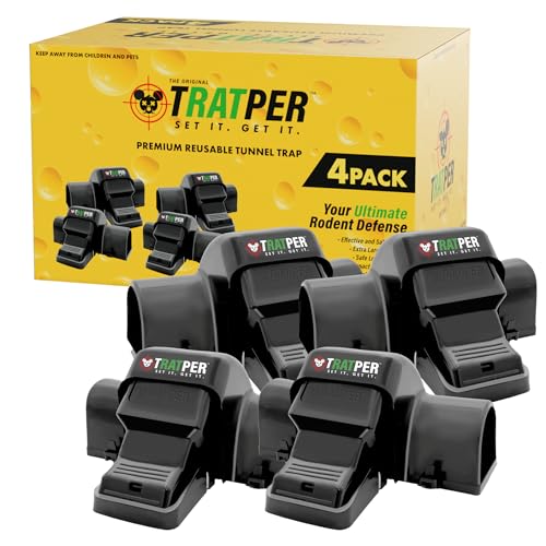 TRATPER Rat and Chipmunk Traps. Prevents Accidental Triggering with Dual Tunneled Design. Covered Snap Traps for Humane Kill, Reusable, Pest Control for Rats, Indoor & Outdoor Use. 4 Pack - size: 4 Pack