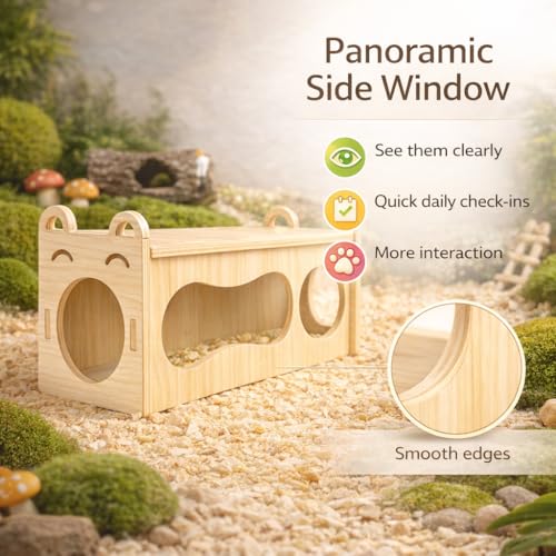 7.9-Inch Natural Wood Hamster Smiley Face Tunnel Toy – Open-Ended Comfort Tube, DIY Cozy Happy Tunnel for Dwarf Hamsters, Gerbils, Mice