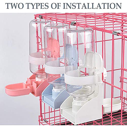 2Pcs 17oz Water Bottle for Small Animals, Rabbit Water Feeder Bowl Bunny Dispenser Hanging Automatic Guinea Pig Bottle for Cage - color: Blue+Blue
