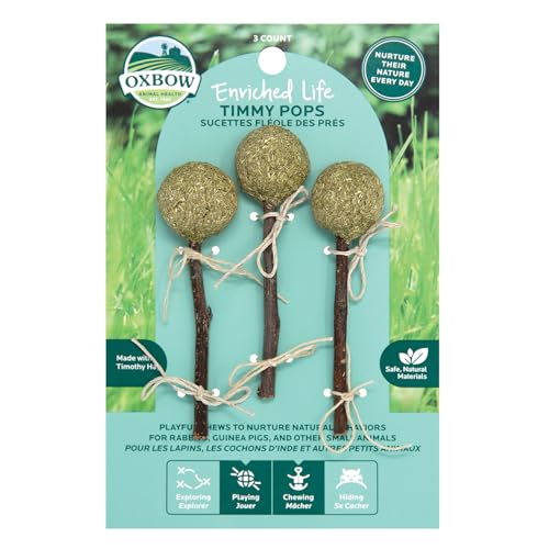 Oxbow Timothy Hay Pops, Rabbit & Guinea Pig Toys, Bunny Enrichment Toys | Rabbit Chew Toys, Guinea Pig Enrichment, Guinea Pig Chew Toys, Rabbit Enrichment, Natural Materials, Small Pet Accessories - size: .08 LB