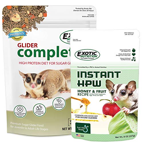 Exotic Nutrition Sugar Glider Complete Food Starter Package - Nutritionally Complete Pellet Diet & High Protein Supplemental Food for Sugar Gliders… (2 Piece Set) - size: 2-Piece Set