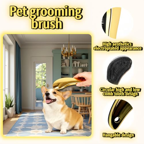 Pet Grooming Glove & Brush 2-in-1 - Gentle Deshedding, Detangling, and Massage for Cats/Dogs, Reduce Shedding & Hairballs, Wet/Dry Use，Ergonomic Massage Deshedding Tool