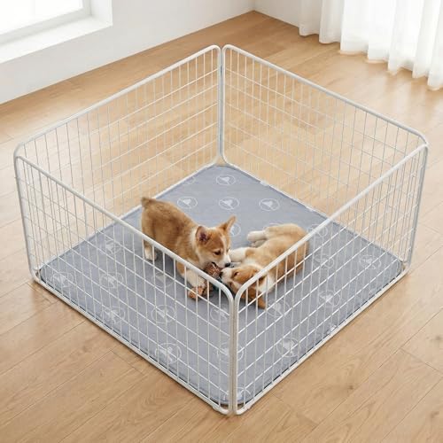 PJYuCien 36"x36" Reusable Playpen Training Pad for Puppies, Gray | Ideal for Small Animals, Dog Crate Pad, Travel Mat, Sofa Protector, Non-slip Dotted Bottom, Machine Washable - color: Gray White, size: 36"x36" (1 Pack)