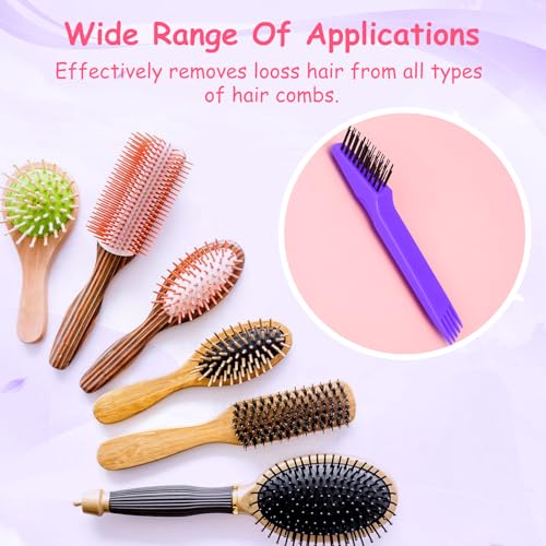Yaomiao 2 Pcs Hair Brush Cleaner Tool 2-in-1, Purple Hairbrush Cleaner for Removing Hair Dust, Mini Comb for Removing Dirt, Home Salon Use - color: Purple
