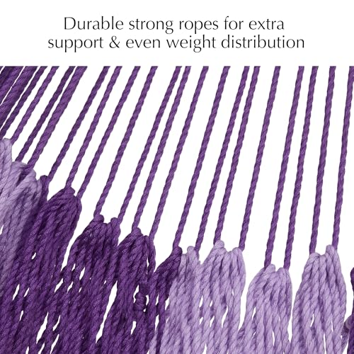 Handwoven Rope Mayan Hammock for Outside, 600 lbs Capacity | 2 Person, Portable Carrying Bag, Easy-Used Tree Straps, Carabiners, Soft Fabric, Patio (Mauve Purple, X-Large) - color: Mauve Purple, size: X-Large