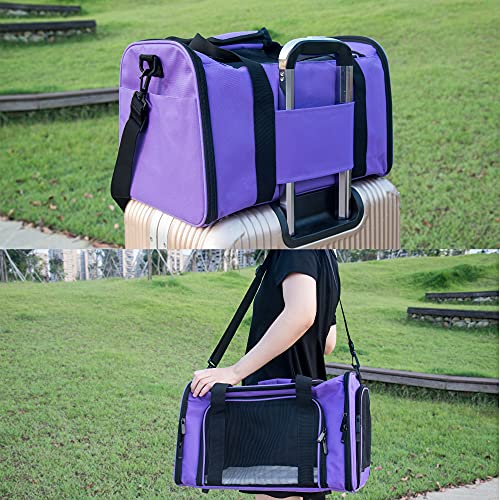 Soft Sided Carrier for Small Medium Cats Dogs,TSA Airline Approved Collapsible Travel Pet Carrier Medium Purple - color: Purple, size: Medium