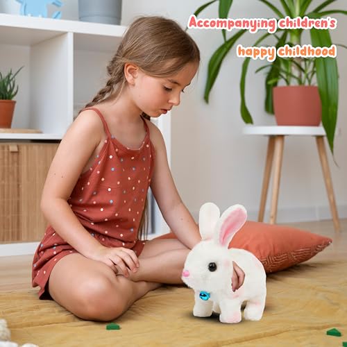 Easfan Pink Jumping Bunny Talking Interactive Plush Toy Gift for Kids | Hopping spotted, moving ears & nose, singing shaking glowing, electric toy, gift for Toddlers - style: Bunny_Pink