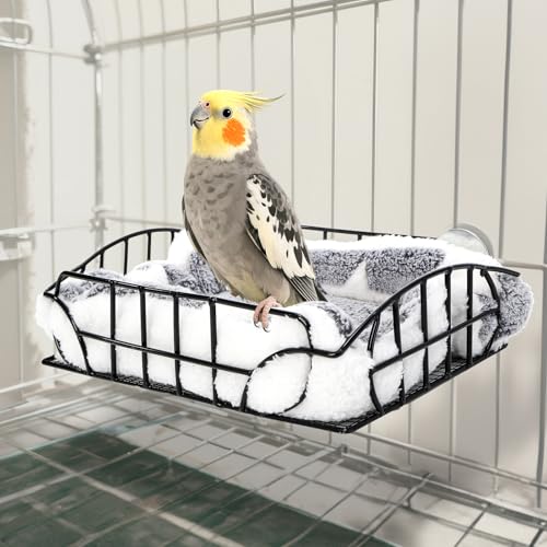 Metal Rat Cage Hanging Platform with Mat, Chew Proof | Rat Hammock Basket Squirrel Cage Bed Platform Accessories, Small Animal Habitat for Hamster, Hedgehog, Chinchilla Pig, Black