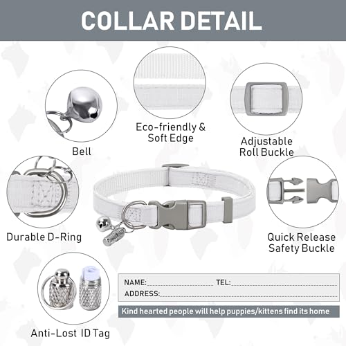 GAMUDA Small Pet Harness Collar and Leash Set, Step in No Chock No Pull Linen Fabric Soft Mesh Dog Vest Harnesses Reflective for Dogs Puppy Cats Kitten Rabbit (White, XXS) - color: White, size: XXS