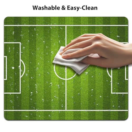 Soccer Field Mouse Pad, Football Pitch Green Grass Sports Stadium Desk Mat | 9.5"x 7.9", Cute Smooth & Anti-Slip Mousepad - color: Green