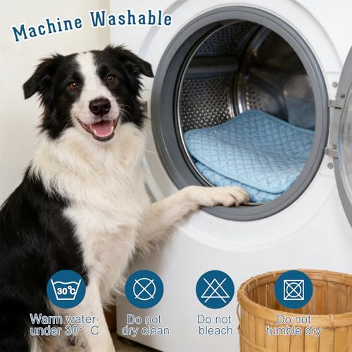 Dog Cooling Mat 2.0, Blue, Thick Long-lasting Cooling Mat for Dogs, Upgraded Self-Cooling Tech No Water, Q-Max>0.5, Chew Resistant Waterproof Fully Washable Pet Cooling Mat, Fit for Dogs & Cats - size: 29.52"Lx18.89"W