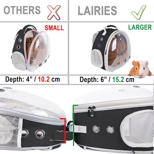 Portable Small Animal Backpack Travel Breathable Pet Carrier Bag Cages for Guinea Pig, Rabbit, Bearded Dragon, Squirrel, Tortoise, Bird, Lizard, Sugar Glider - color: Black