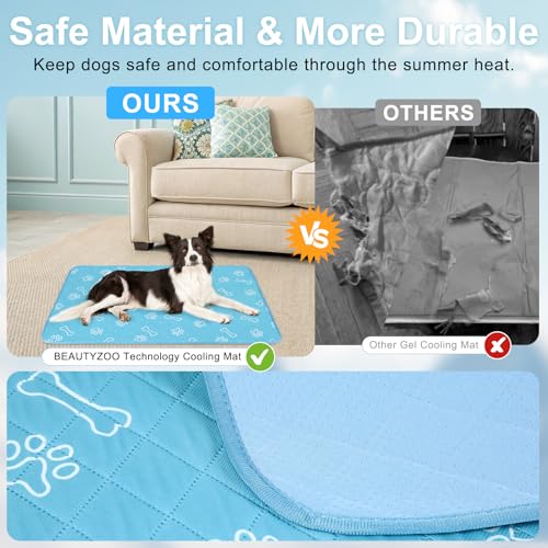 BEAUTYZOO Upgraded Dog Self Cooling Mat Ice Silk Chill Pads for Small Medium Large Dogs Q-MAX＞0.43-Summer Reusable Pet Training Pad - Absorbent Non-Slip Cool Mat for Kennels,Crates,Beds, 22" x 28"