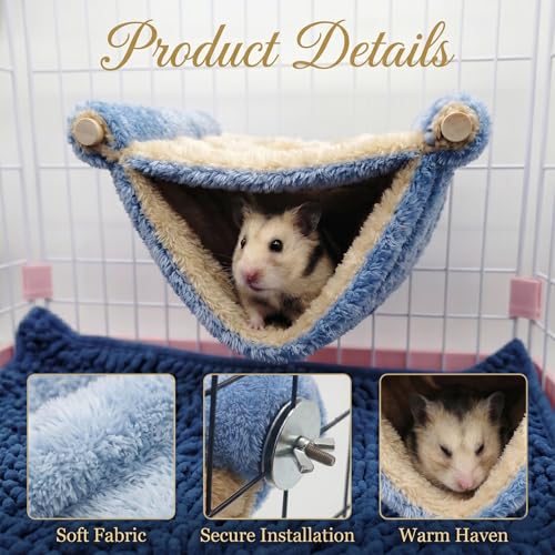 2 Pack Guinea Pig Hammock, Double Layer Rat Bed Soft Plush Hanging Pet Rat Cage Accessories for Squirrel Hamster Small Guinea Pig