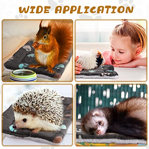 4 Pack Ultra Soft Dog Cat Bed Mat Small Animal Guinea Pig Bed with Cute Print Reversible Fleece Dog Crate Kennel Pad Cozy Washable Thickened Hamster Pet Beds Mat(13 x 10 Inches,Black) - color: Black, size: 13 x 10 Inches