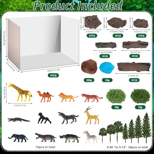 50 Pcs Forest Diorama Supplies Forest Animals Figures Habitat Project Box - style: Forest