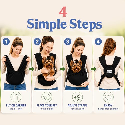 Race&Herd Yorkie Pet Carrier — Dog Sling Carrier for Small Dogs (Onyx) | Puppy Sling Carrier 5-10 lbs, Hands-Free Front Chest Pouch with Adjustable Strap for Walks & Vet Trips