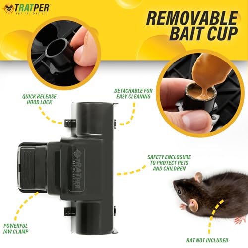 TRATPER Rat and Chipmunk Traps. Prevents Accidental Triggering with Dual Tunneled Design. Covered Snap Traps for Humane Kill, Reusable, Pest Control for Rats, Indoor & Outdoor Use. 4 Pack - size: 4 Pack