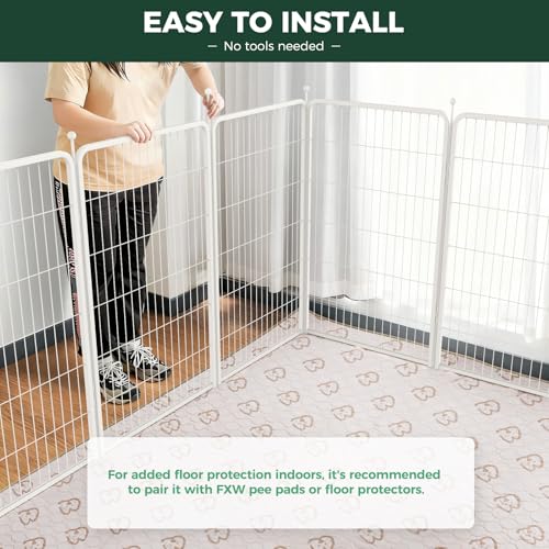 FXW Rollick Dog Playpen, Indoor, Yard & RV Camping, 45" H, 16 Panels | Easy setup, Heavy-duty, DIY layouts, for Large Dogs, Patented - color: White, size: 45"H