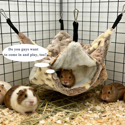 2 Pack Guinea Pig Hammock, Rat Hammock, Double Layer Bed | Cozy double-layer fleece hammock for rats, guinea pigs & more. Warm hideout, sturdy hooks, washable cage accessories.
