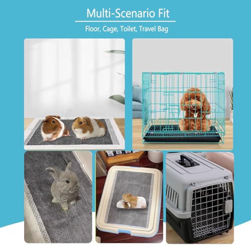 Guinea Pig Pee Pads, Disposable Rabbit Cage Liners, Charcoal Odor Controlling Absorbent Waterproof Pee Pads for Hamster, Bunny, Ferret, Chinchilla and Other Small Animals (18" x 13", 120 PCS) - size: 17.7" x 12.9" - 120PCS