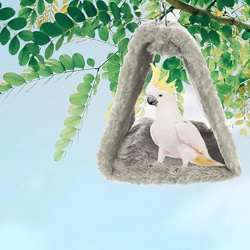 2 Pack Warm Bird Nest House Plush Hanging Snuggle Cave Bed Hanging Hammock Sleeping Bed Happy Hut for Parrot Parakeet Cockatiel Conure Cockatoo African Grey Macaw (Grey&Purple) - color: Grey and Purple