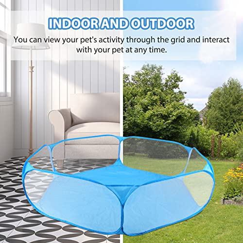 Rypet Guinea Pig Playpen Pop-Up, Outdoor Yard Fence for Small Pets,Blue | Breathable 360° Mesh View, Pops Open Fast, 47 x 15 in Play Space, Folds Flat for Travel, Rabbits Hamsters Hedgehogs - color: Blue, style: Open Top Playpen