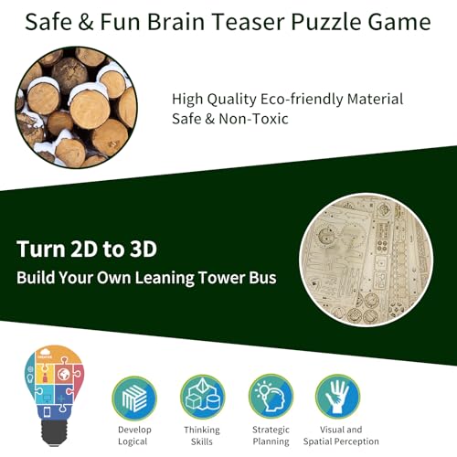 3D Wooden Puzzle for Adults, Italy Leaning Tower of Pisa Wood Architecture Model, DIY Mechanical Building Kit Craft Hobbies Toy, Birthday Festival Gift for Women Men, Home Decor, 151 PCS - style: Leaning Tower