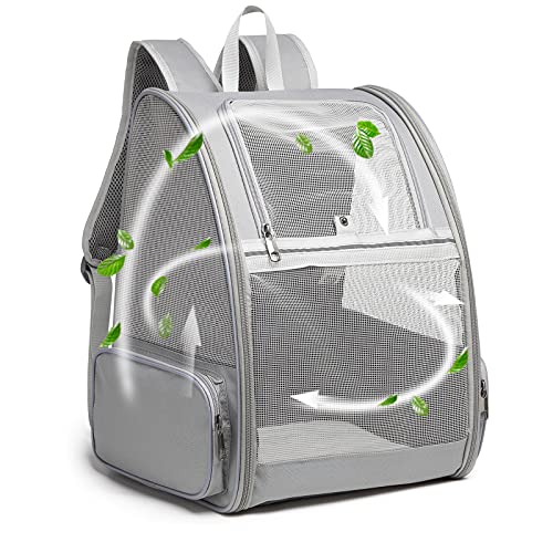 Texsens Innovative Traveler Bubble Backpack Pet Carriers for Cats and Dogs - color: Light Grey