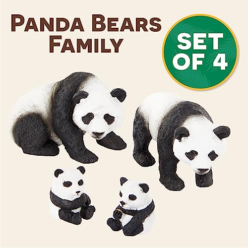Terra by Battat Giant Panda Family Animal Figures, 4-Piece Set, Animals | 4 realistic plastic zoo animal toys with 2 adult pandas and 2 cubs for storytelling play, collecting, and learning, 3+ Years - style: Panda Family