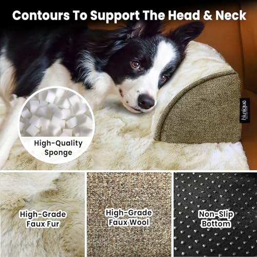 Calming Extra Large Dog Couch Bed, 45 x 37 inch Waterproof Removable Pet Mat Couch Cover for Furniture Protector, Non-Slip Fluffy Pelsbarn Dog Bed for Couch, Sofa, Car - Tie-Dye Khaki - color: Tie-Dry Khaki, size: 45"L x 37"W x 5"Th