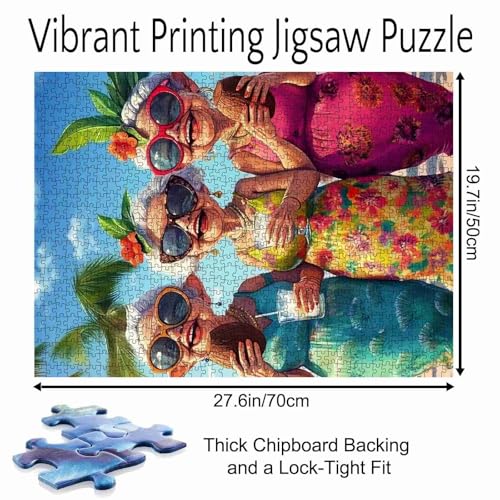 Grandmother Woman Wearing Sunglass 1000 Piece Jigsaw Puzzles for Adults grandma Friends Painting Jigsaw Puzzle Old Ladies 1000 Pieces Puzzles Game Home Wall Decor Elderly People DIY Puzzle Granny Gift - color: Artwork-10