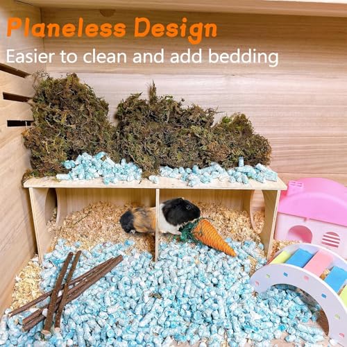 Hamiledyi Wooden Hamsters 2-Chamber Hideout-Tunnel Multi Chamber Exploring Toy Rat 14 x 6.3 x 5.5 Exploring Tunnel Toy for Mice Guinea Pig Squirrel Sugar Glider - size: XL