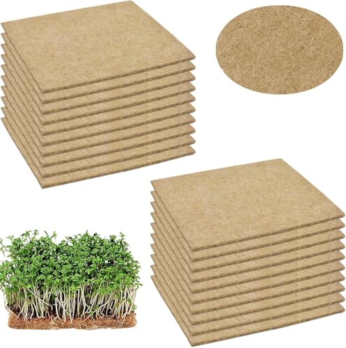 Jute Grow Mat,Natural Hemp Mats for Growing Microgreens,20" X 20" Hydroponic Grow Pads,Indoor Sprouting kit for Wheatgrass Sprouts,Jute Brooder for Animals.