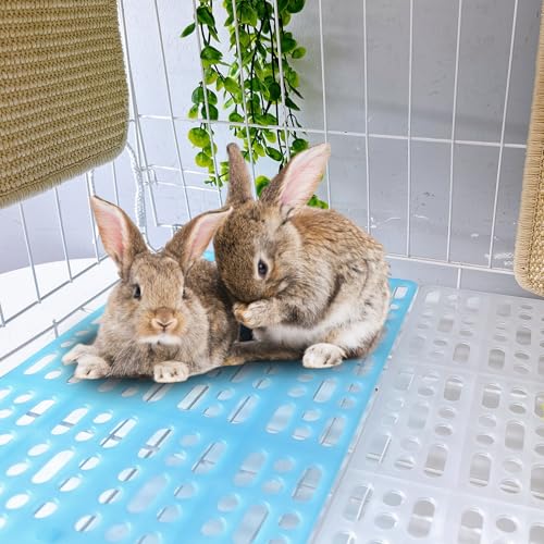 Hamiledyi 8Pieces Rabbit Feet Pad Hole Leak Water Design for Plastic Bunny Cage Mat Foot Resting Pad - color: 4 white +4 blue