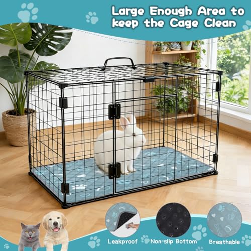 6 Packs Washable Guinea Pig Cage Liners with with Paw Print, Waterproof Guinea Pig Pee Pads Reusable Absorbent Bedding Anti Slip Mats for Small Animals Bunny Rabbit Hamster (Blue, 24 x 18in) - size: 24 x 18in / 6 Packs