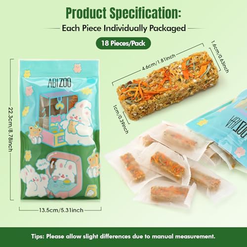 Abizoo 18 Pcs Hamster & Rat Treats, Healthy Supplement for Senior Small Pet | Daily Nutrition Food for Immune Health, Chew Toys for Teeth Grinding, Nutri Blocks for Hamsters, Rats and Gerbils of All Ages
